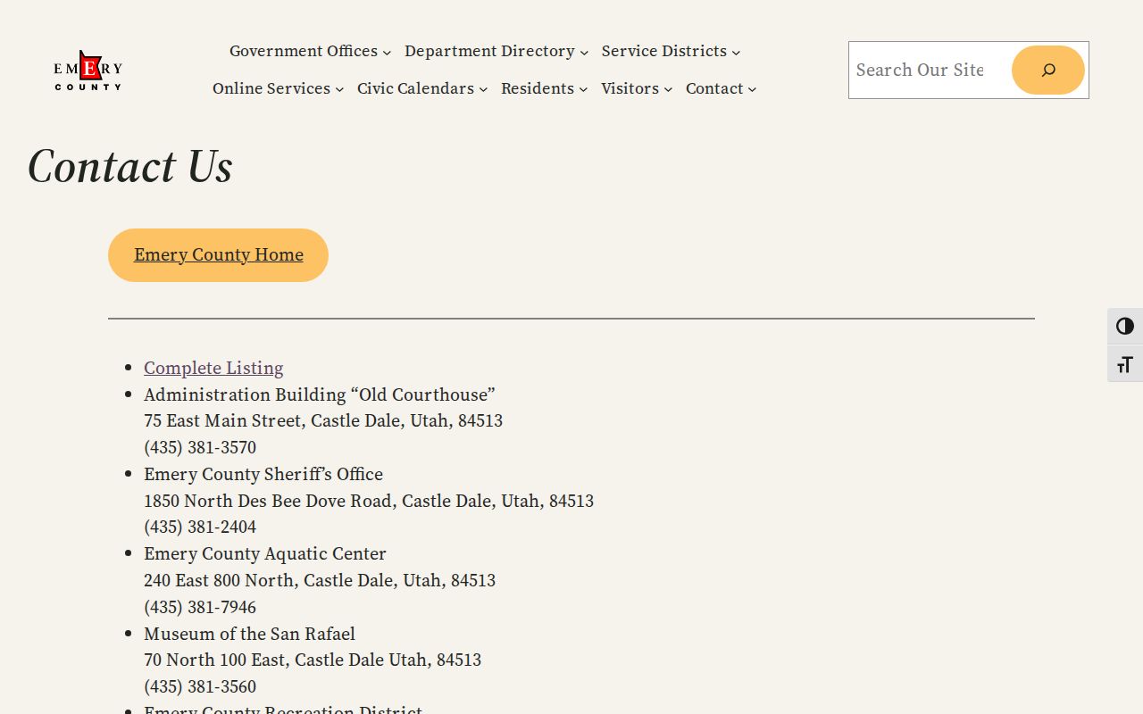 Emery County active warrant information, official county courthouse and sheriff locations