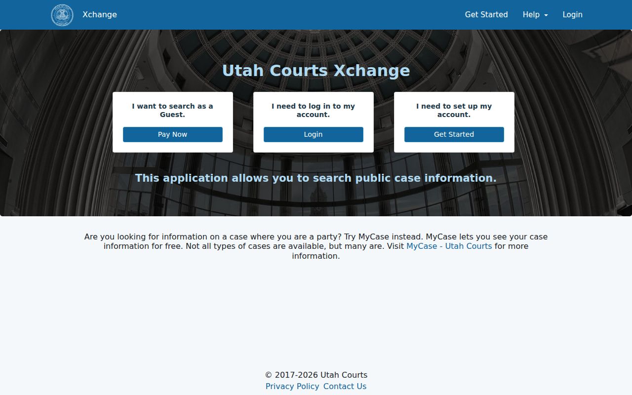 Emery County warrant search, public Utah court-case search landing page