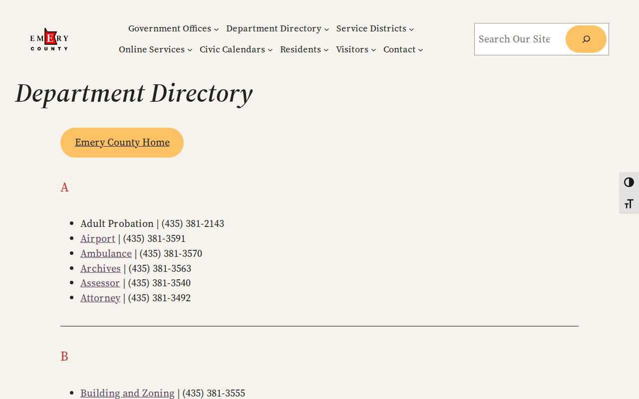 Castle Dale warrant records, Emery County official department directory